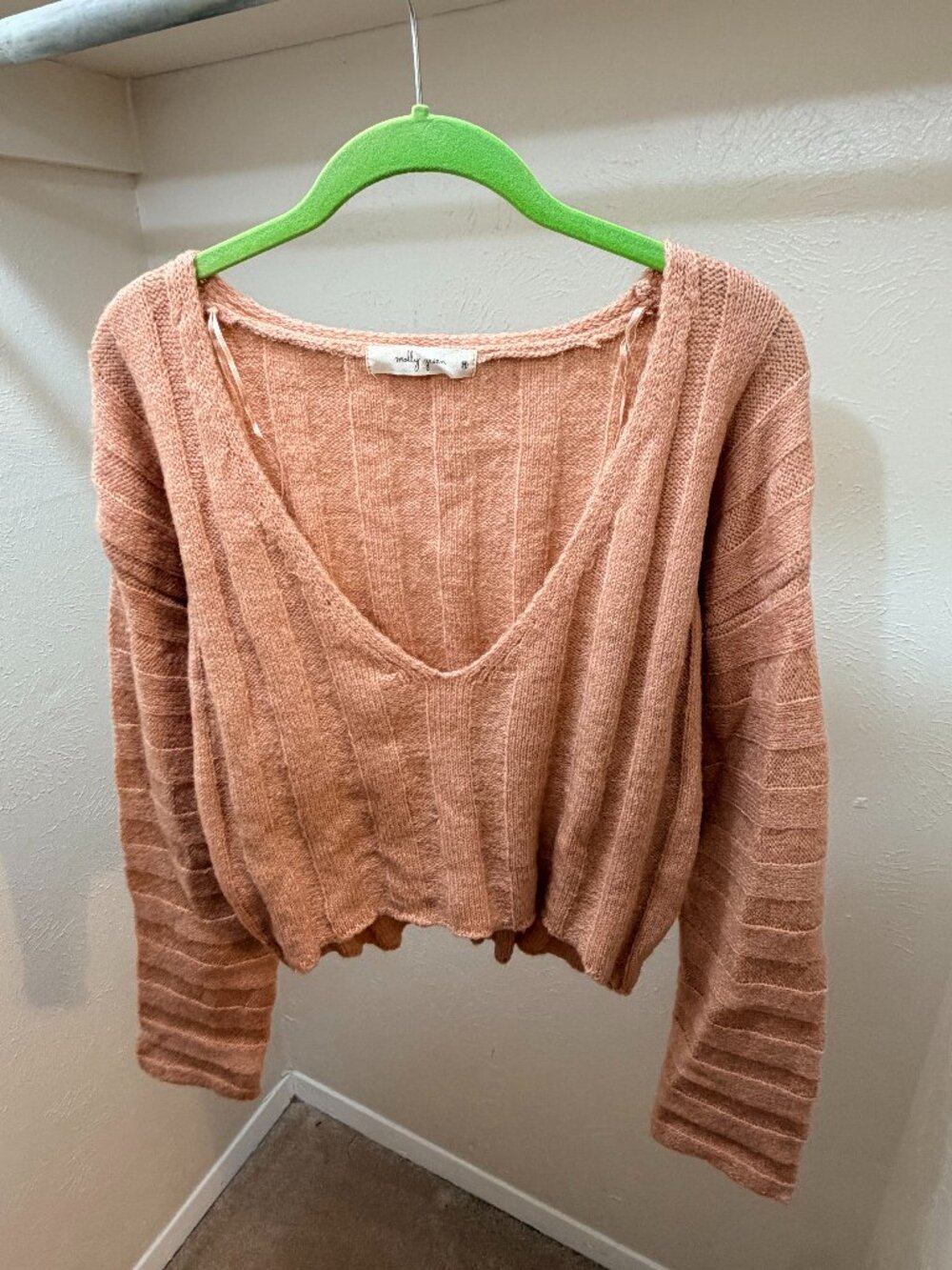 Molly Green Blush Cropped Sweater Size M